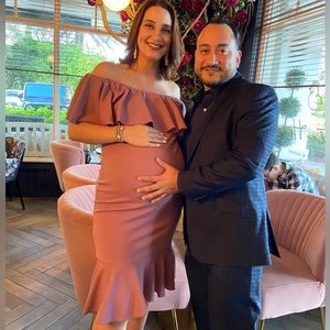 Mauve form fitting ruffle dress